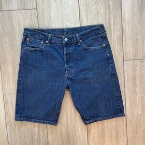 Levi’s 501 Dark Wash 100% Cotton Denim Shorts W34 / L Original Button Fly